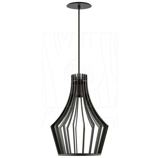 Luminária Pendente Madeira Laurel 30cm Soquete E27 Sala Preto