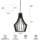 Luminária Pendente Madeira Laurel 30cm Soquete E27 Sala Preto