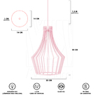 Luminária Pendente Madeira Laurel 30cm Soquete E27 Sala Rosa