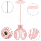Luminária Pendente Madeira Nacar 18cm 3 Unidades Rosa Claro