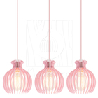 Luminária Pendente Madeira Nacar 18cm 3 Unidades Rosa Claro