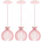 Luminária Pendente Madeira Nacar 18cm 3 Unidades Rosa Claro
