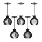 Luminária Pendente Madeira Nacar 18cm 5 Unidades Preto