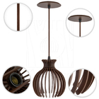 Luminária Pendente Madeira Nacar 18cm  E27 Sala 3 Unidades Ma