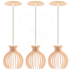 Luminária Pendente Madeira Nacar 18cm  E27 Sala 3 Unidades Pe