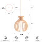 Luminária Pendente Madeira Nacar 18cm  E27 Sala 3 Unidades Pe
