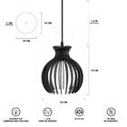 Luminária Pendente Madeira Nacar 18cm  E27 Sala 3 Unidades Pr