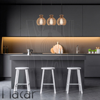 Luminária Pendente Madeira Nacar 18cm  E27 Sala 3 Unidades Rú