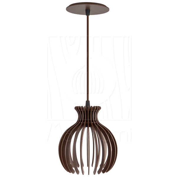 Luminária Pendente Madeira Nacar 18cm Soquete E27 Sala Marrom