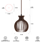 Luminária Pendente Madeira Nacar 18cm Soquete E27 Sala Marrom