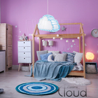 Luminária Pendente Madeira Nuvem 50cm Azul Claro Infantil