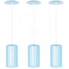 Luminária Pendente Madeira Paladio P E27 Sala 3 Unidades Azul