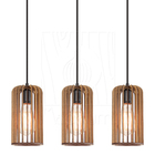 Luminária Pendente Madeira Paladio P E27 Sala 3 Unidades Rúst