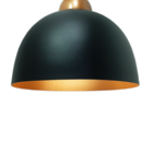 Luminária Pendente Meia Esfera 24 Cm Balcão Preto C/ Cobre
