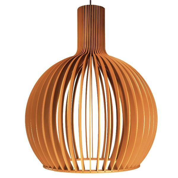 Luminária Pendente Octo Bellatrix Caramelo Em Madeira - Soq: