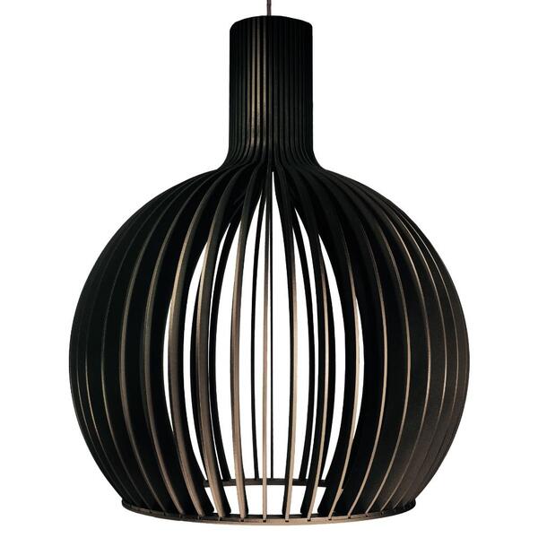 Luminária Pendente Octo Bellatrix Preto Em Madeira - Soq: E27