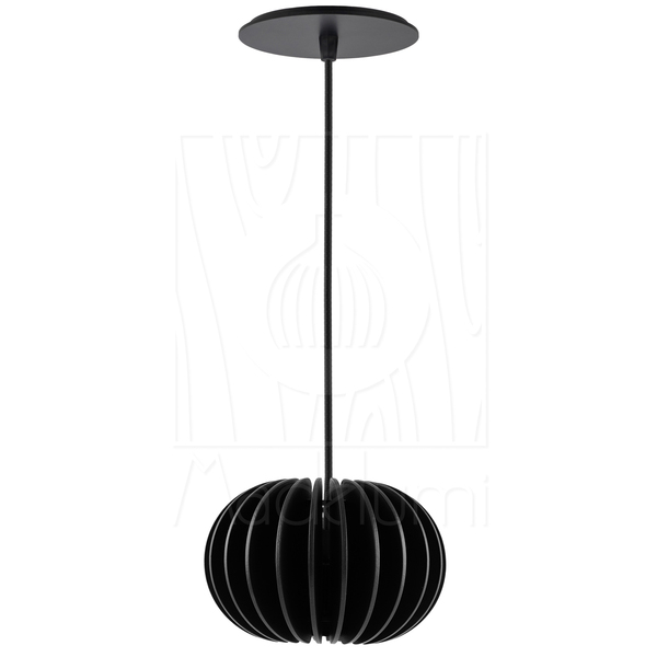 Luminária Pendente Onion G Madeira E27 Decoração Moderno Preto