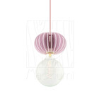 Luminária Pendente Onion M Madeira E27 Decoração Moderno Rosa