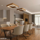 Luminária Pendente Quadrado Slim Amêndola 40x40 + Led