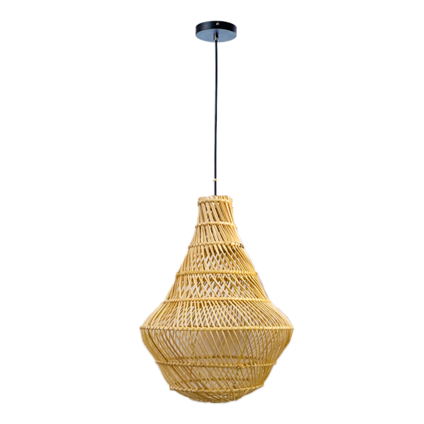 Luminária Pendente Rattan Lanterna Fibra Natural Fibra Lili C