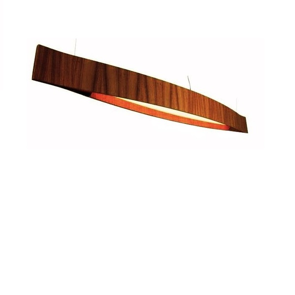 Luminária Pendente Retangular Led 2700k Canoa 120x15cm Madeir