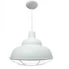Luminária Pendente Retro Colméia 36cm C/grade Branco C/cobre