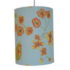 Luminária Pendente Revestida Com Tecido Floral Verde E Laranja