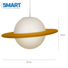 Luminária Pendente Saturno Quarto Infantil Planetas  Laranja