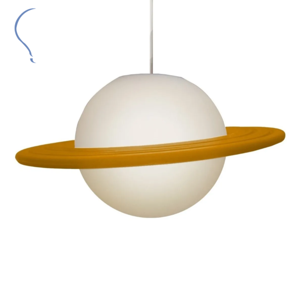 Luminária Pendente Saturno Quarto Infantil Planetas  Laranja