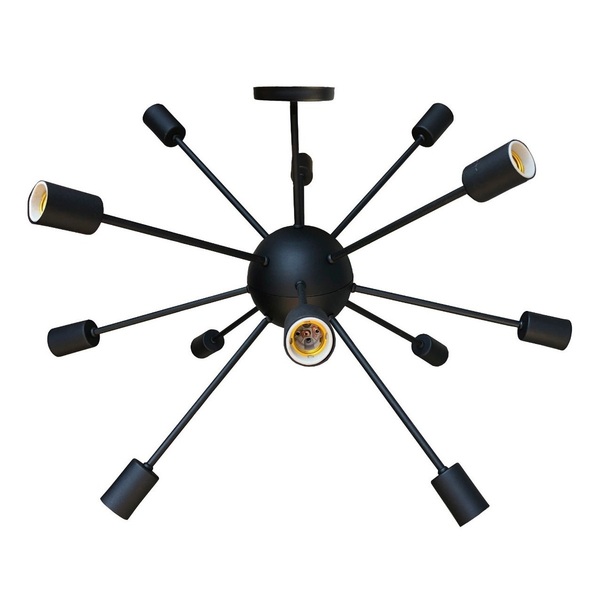Luminária Pendente Sputnik Átomo 80cm Preto Moderno 12 Lâmpad