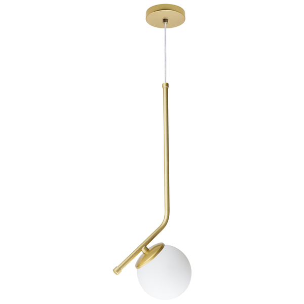 Luminária Pendente Stick Light Dourado Globo Vidro Fosco 10cm