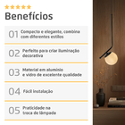 Luminária Pendente Stick Light Preto Globo Vidro Fosco 10cm