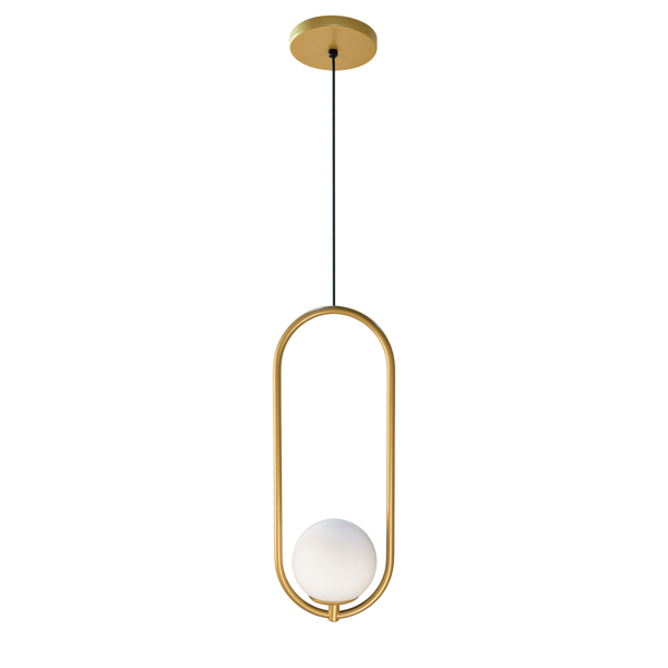 Luminária Pendente Teto Arco Globo Vidro Sala Cama Dourado