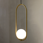 Luminária Pendente Teto Arco Globo Vidro Sala Cama Dourado