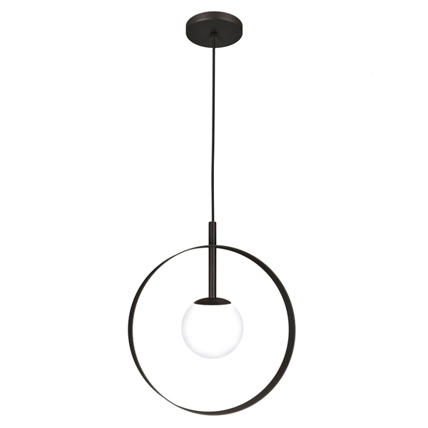 Luminária Pendente Teto Círculo Globo Vidro Moderno Preto