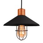 Luminária Pendente Teto Grade Gota Cozinha Preto Com Cobre