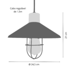Luminária Pendente Teto Grade Gota Cozinha Preto Com Cobre