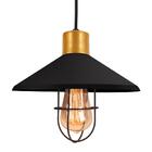 Luminária Pendente Teto Grade Gota Cozinha Preto Com Dourado