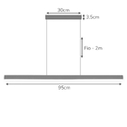 Luminária Pendente Teto Led Integrado 6000k 220v 1m Branco