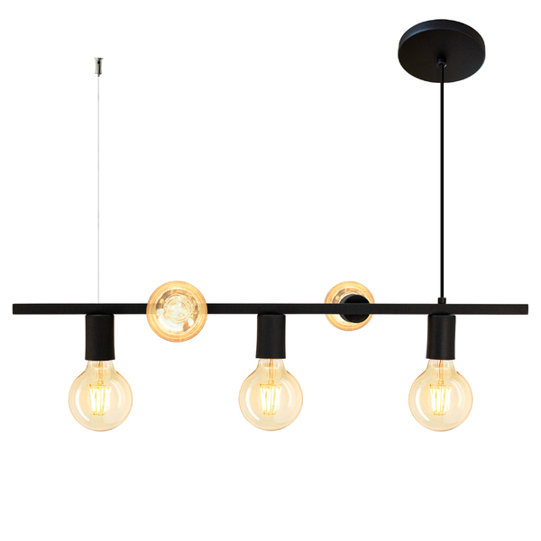 Luminária Pendente Teto Lustre Para Sala Cozinha E27 Preto