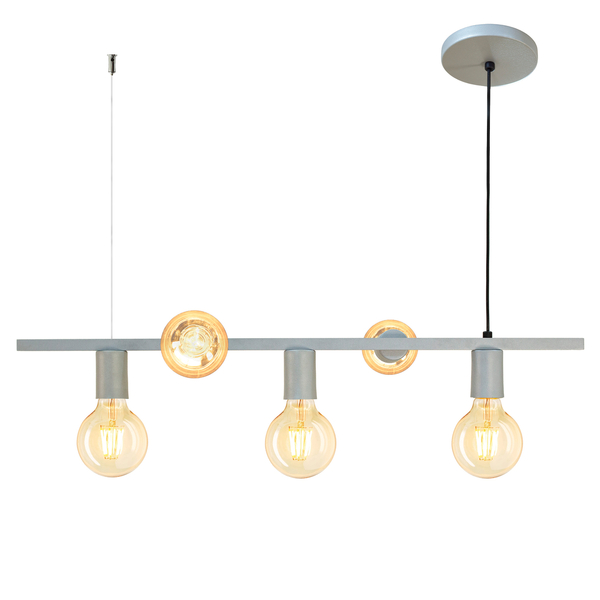 Luminária Pendente Teto Lustre Sala Cozinha Balcão E27 Prata