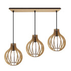 Luminaria Pendente Tripla Bali E27 Madeira Mdf Cq Desmontada