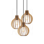 Luminaria Pendente Tripla Bali E27 Madeira Mdf Cr Desmontada