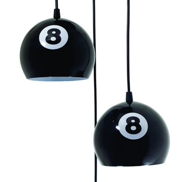 Luminária Pendente Tripla Bola 8 Vintage Preto Brilhante