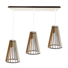Luminaria Pendente Tripla Koni E27 Madeira Mdf Cq Desmontada