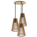 Luminaria Pendente Tripla Koni E27 Madeira Mdf Cr Desmontada