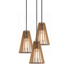 Luminaria Pendente Tripla Koni E27 Madeira Mdf Cr Desmontada