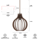 Luminária Pendente Triplo Madeira Bali 20cm Cq Marrom