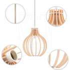 Luminária Pendente Triplo Madeira Bali 20cm Cq Pessego