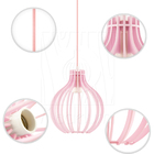 Luminária Pendente Triplo Madeira Bali 20cm Cq Rosa Claro